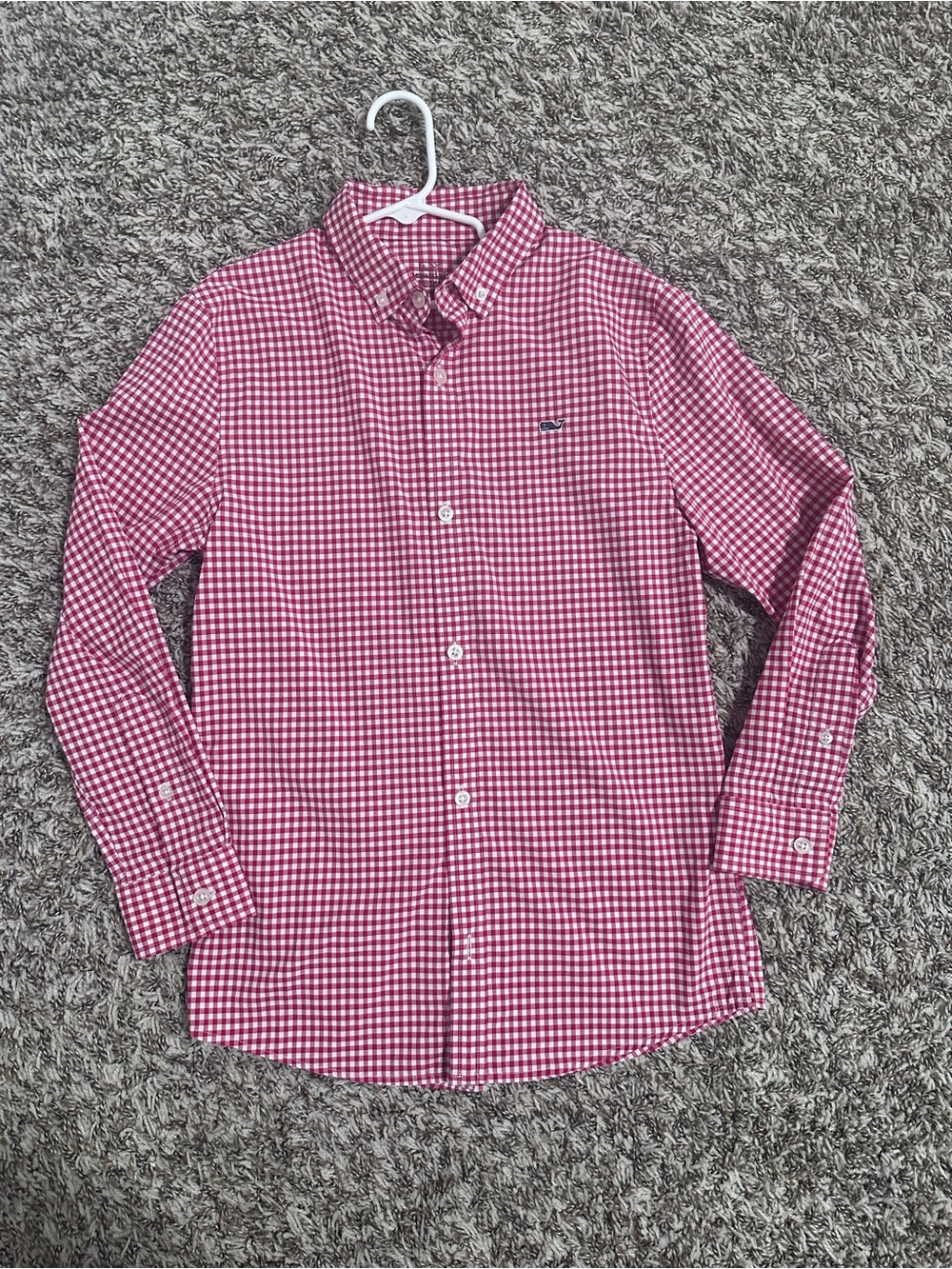 Vineyard Vines boys red and White Gingham Button-Down Shirt